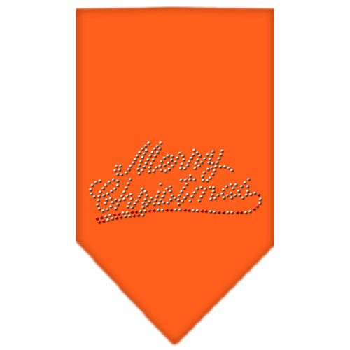Merry Christmas Rhinestone Bandana Orange Small